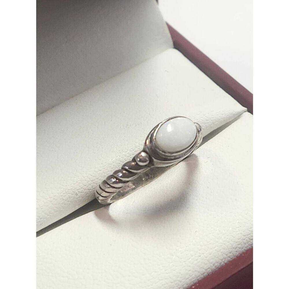 Sterling Silver White Opal Ring Size 6